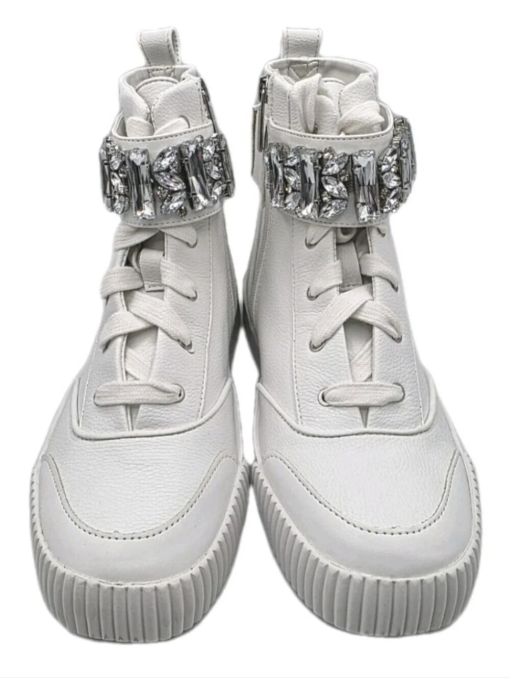 Karl Lagerfeld Paris Womens Jeren Buckled High-Top Sneakers Jeweled Size 7.5 NEW